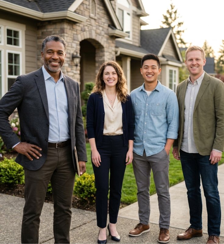 The Bronny team in front of a managed property